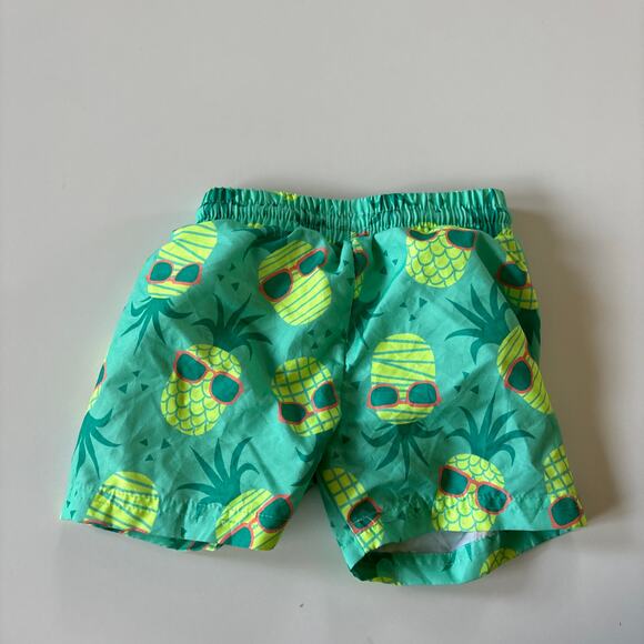 Jumping Beans Boys 12 Months Swim Suit Trunks Green Pineapples Floral Hawaiian - Picture 4 of 5